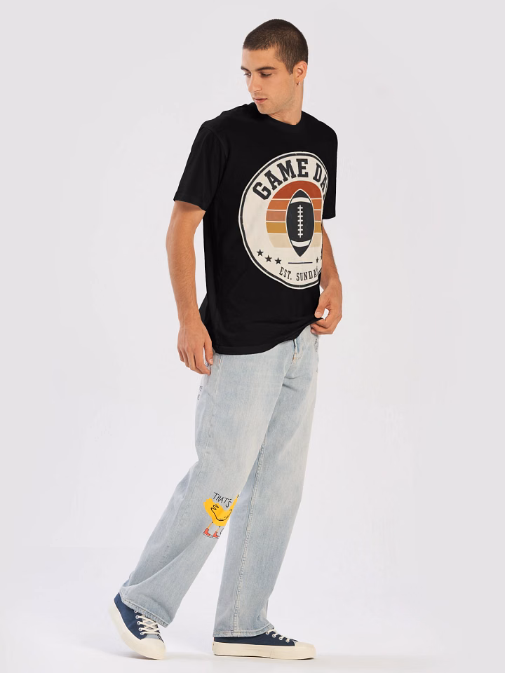 Game Day Retro Sunset Football T-Shirt | Vintage Football Badge Tee